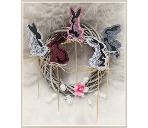 Stickserie - ITH blumige Osterhasen Stecker